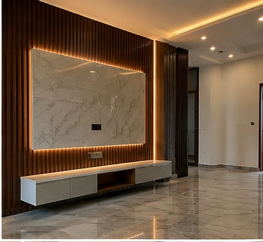 Finished modern living interior